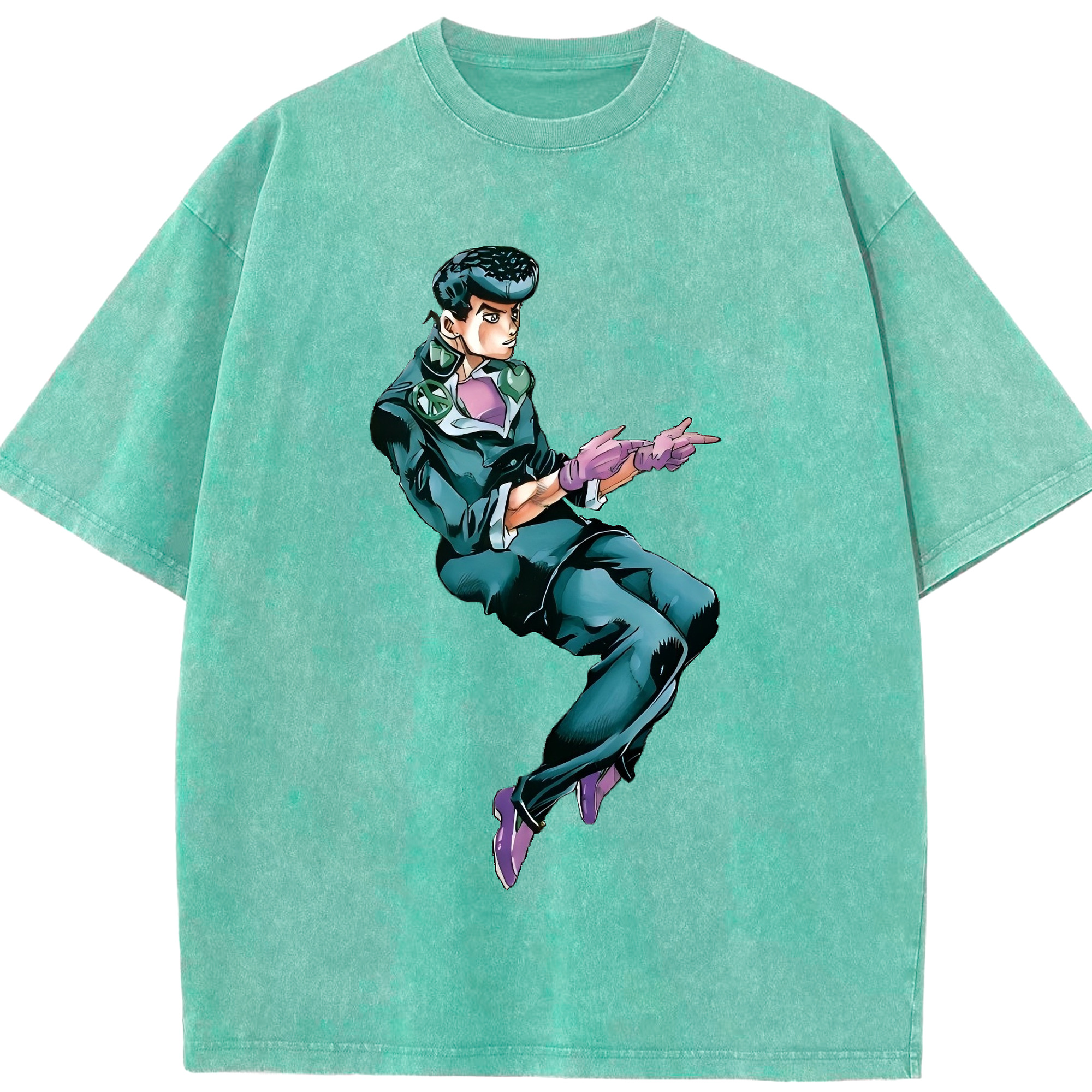 （画像用） ジョジョの奇妙な冒険 ひがしかた じょうすけ JoJo's Bizarre Adventure Higashikata Josuke 綿100% ヴィンテージ風 半袖Tシャツ（フロントプリント）